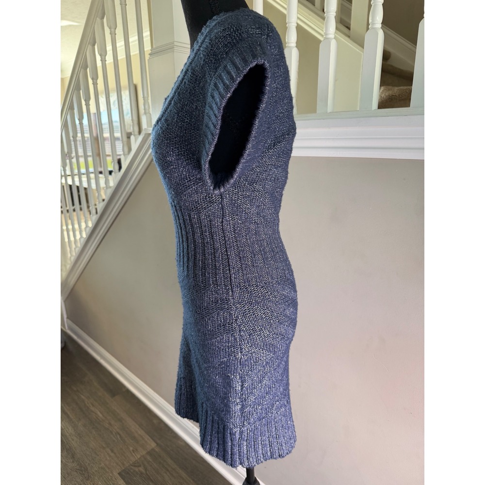 Armani Exchange Blue Marled Knit Short Sleeve Scoop Neck Sweater Dress XS - Picture 5 of 7